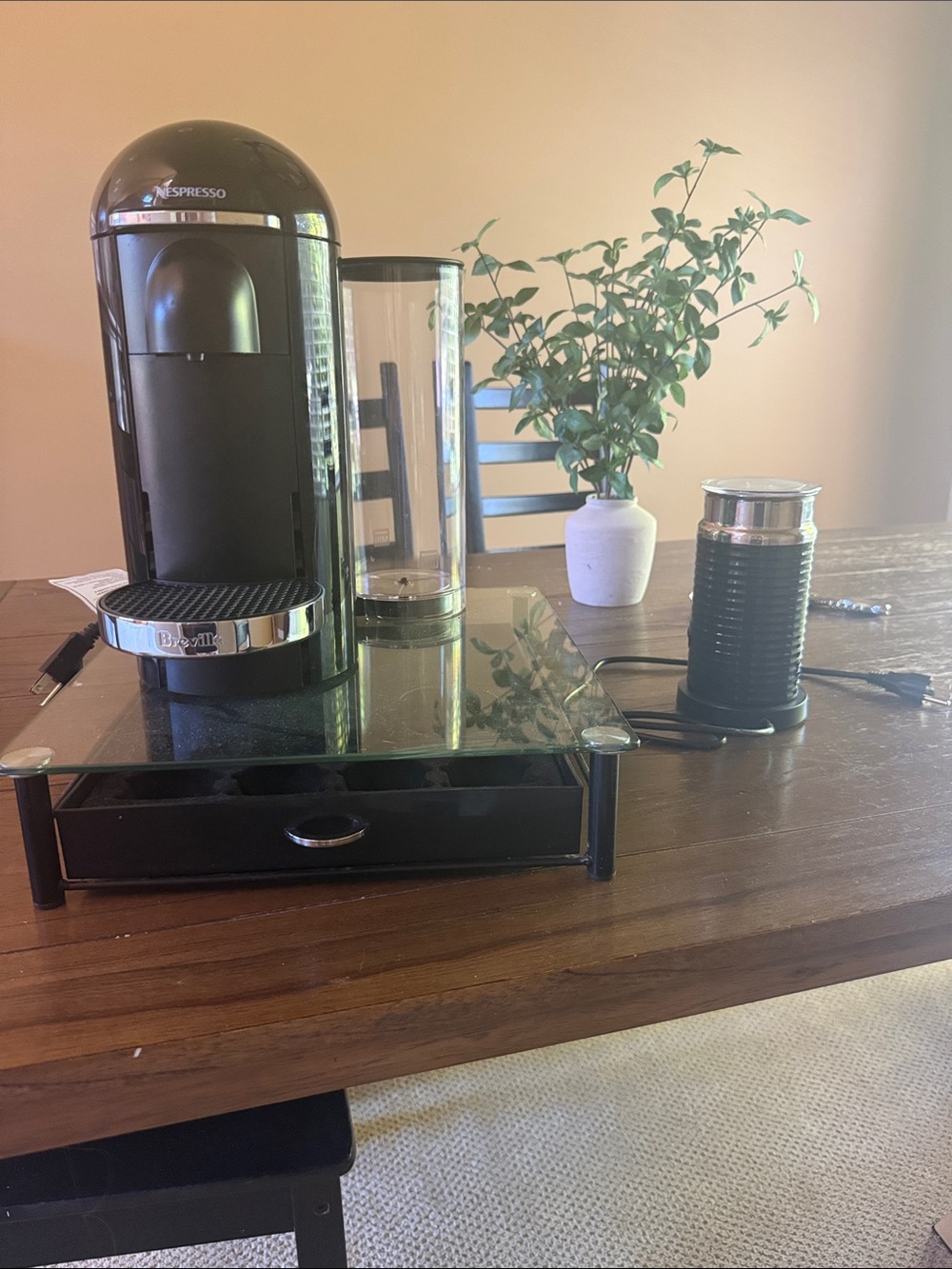 Nespresso Black Espresso Machine with Matching Milk Frother